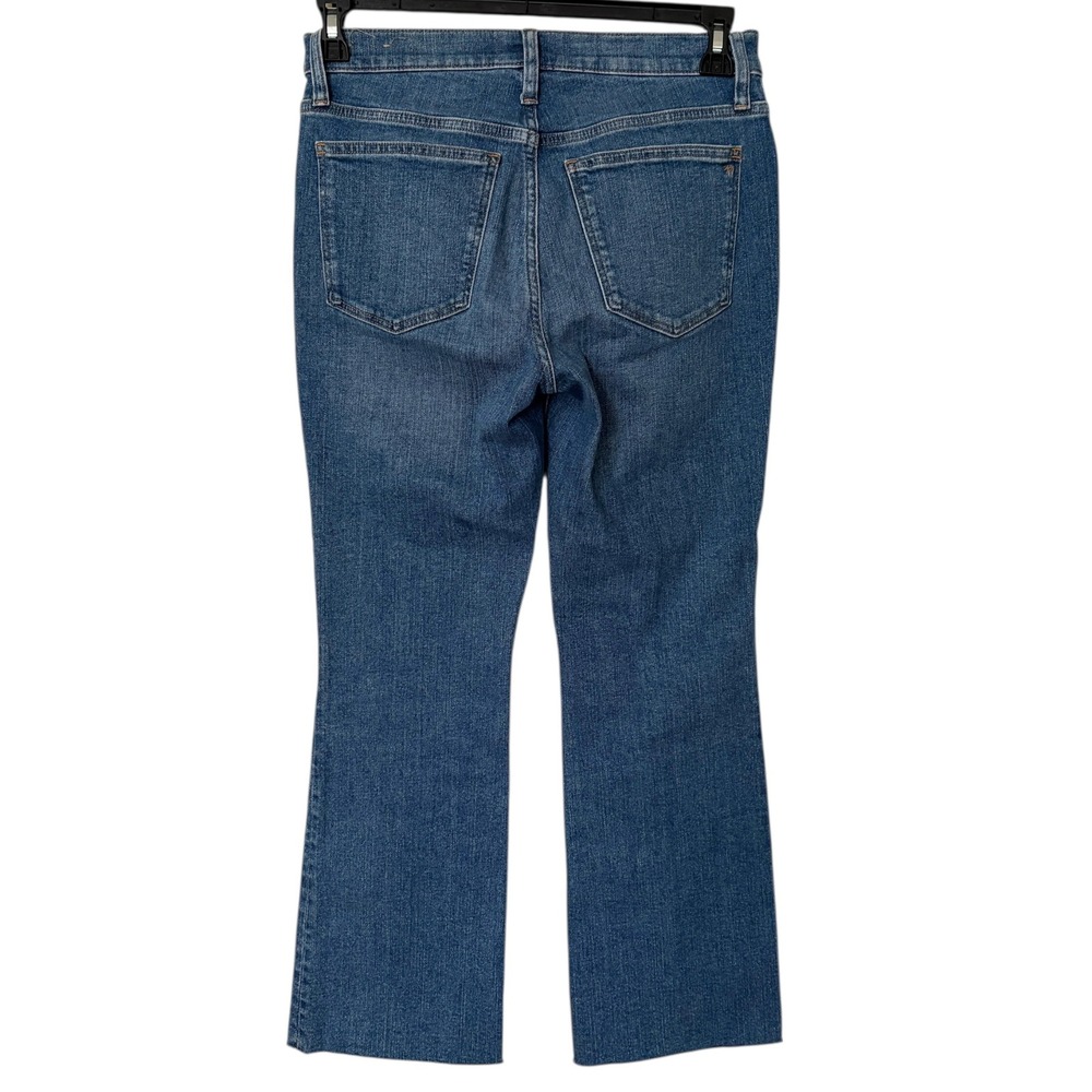 Madewell Womens 27 Mid-Rise Kick Out Jeans Blue Medium Wash Raw Hem Flare Denim - Picture 2 of 9